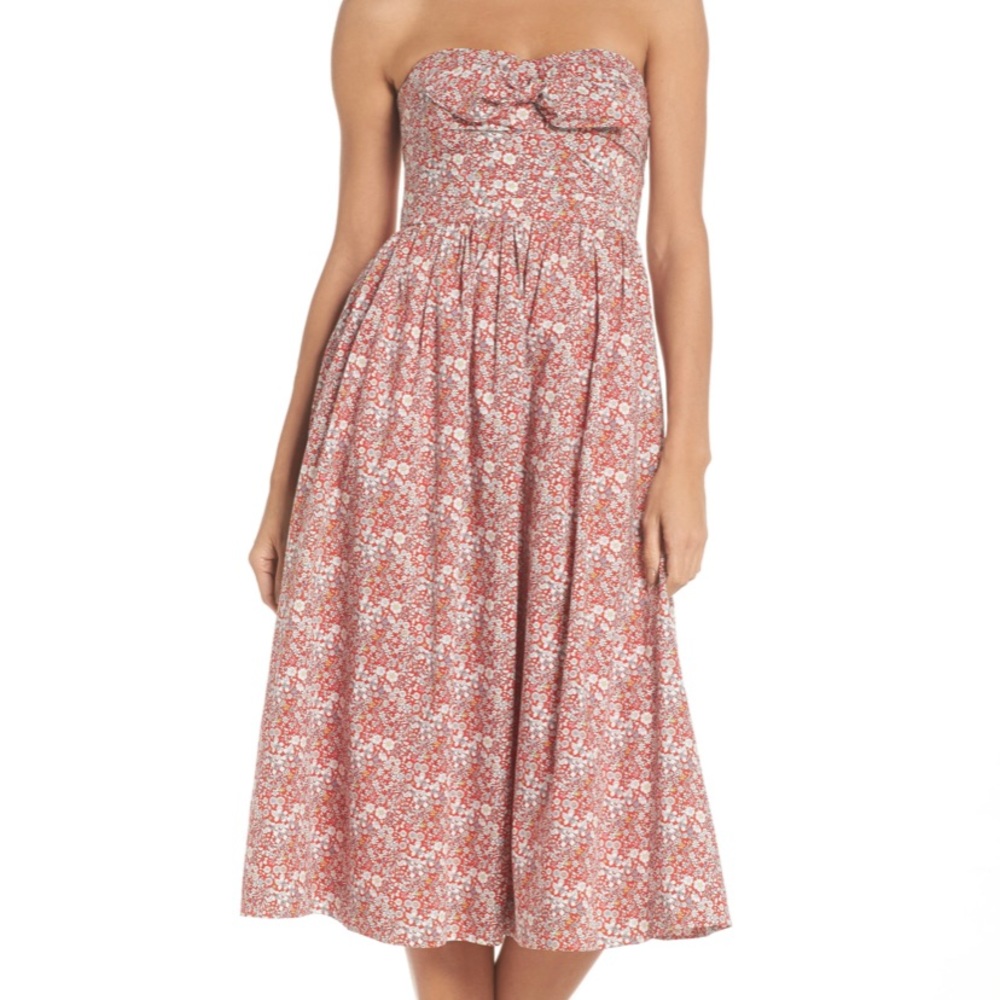 NWT J. Crew Liberty Tie Front Strapless Dress